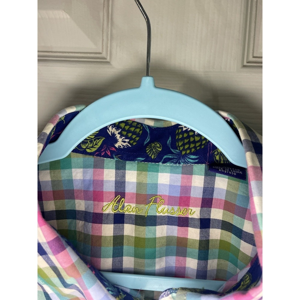 Alan‎ Flusser Men's Long Sleeve Button Up XL Plaid - Picture 2 of 6